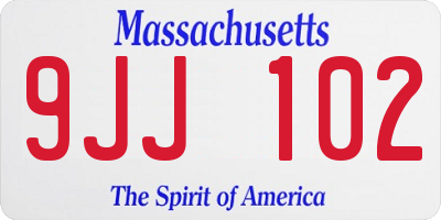 MA license plate 9JJ102