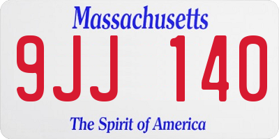 MA license plate 9JJ140