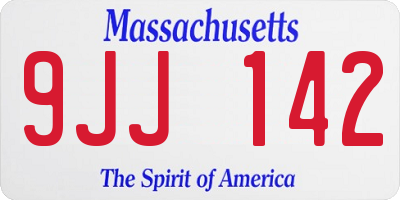 MA license plate 9JJ142