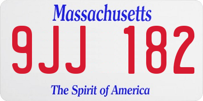 MA license plate 9JJ182