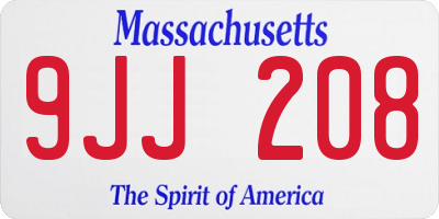 MA license plate 9JJ208