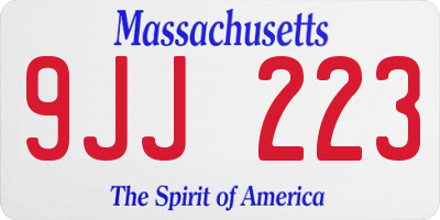 MA license plate 9JJ223