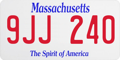 MA license plate 9JJ240
