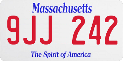 MA license plate 9JJ242