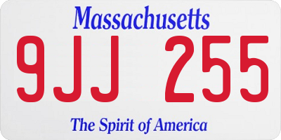 MA license plate 9JJ255