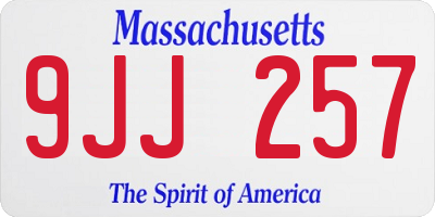 MA license plate 9JJ257