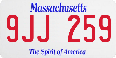 MA license plate 9JJ259
