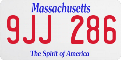 MA license plate 9JJ286