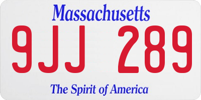 MA license plate 9JJ289