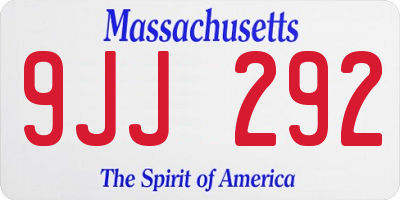MA license plate 9JJ292