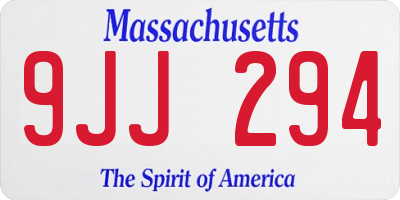 MA license plate 9JJ294