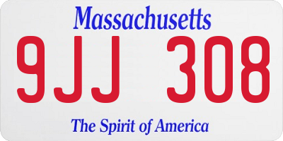 MA license plate 9JJ308