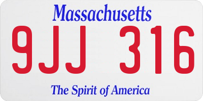MA license plate 9JJ316