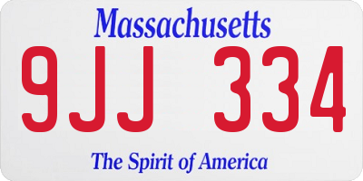 MA license plate 9JJ334