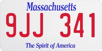 MA license plate 9JJ341