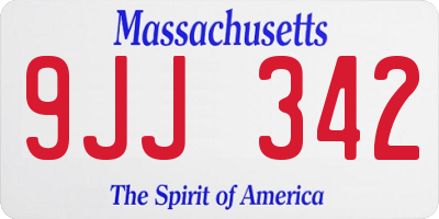 MA license plate 9JJ342