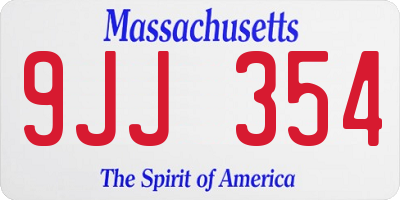 MA license plate 9JJ354