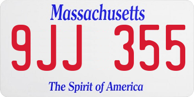 MA license plate 9JJ355