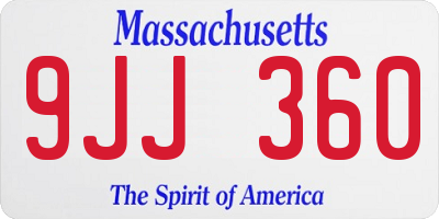 MA license plate 9JJ360