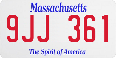 MA license plate 9JJ361