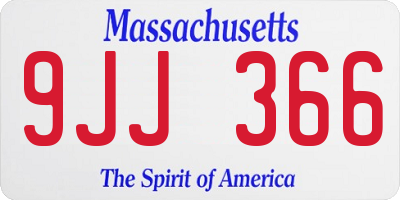 MA license plate 9JJ366