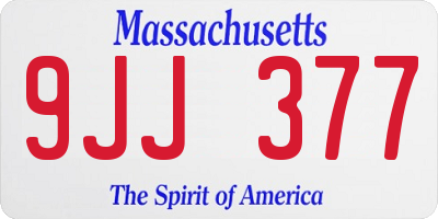 MA license plate 9JJ377