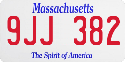 MA license plate 9JJ382