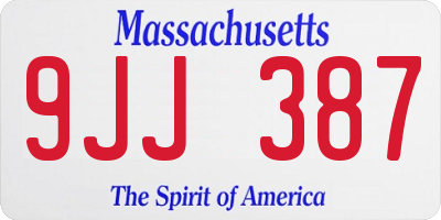 MA license plate 9JJ387
