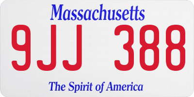 MA license plate 9JJ388
