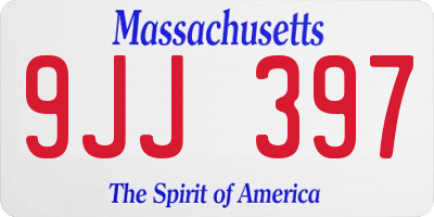 MA license plate 9JJ397