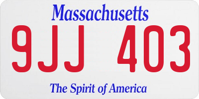 MA license plate 9JJ403
