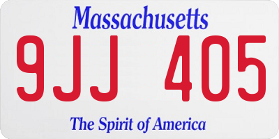 MA license plate 9JJ405