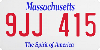 MA license plate 9JJ415
