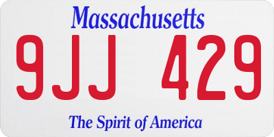 MA license plate 9JJ429