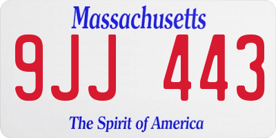 MA license plate 9JJ443