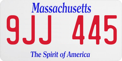 MA license plate 9JJ445