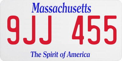 MA license plate 9JJ455
