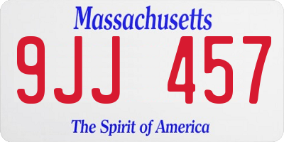 MA license plate 9JJ457
