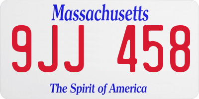 MA license plate 9JJ458