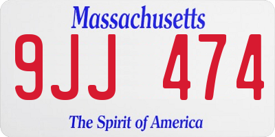 MA license plate 9JJ474