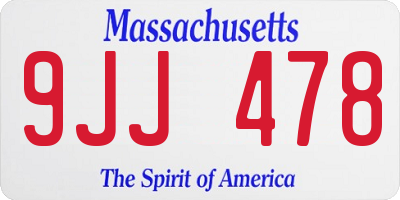 MA license plate 9JJ478