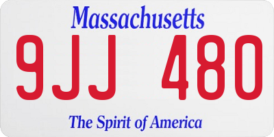 MA license plate 9JJ480