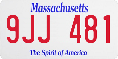 MA license plate 9JJ481