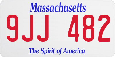 MA license plate 9JJ482