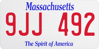 MA license plate 9JJ492