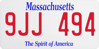 MA license plate 9JJ494