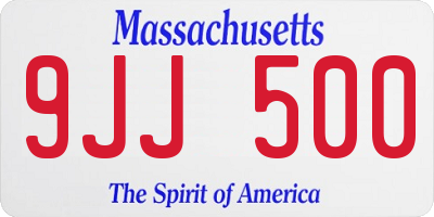 MA license plate 9JJ500