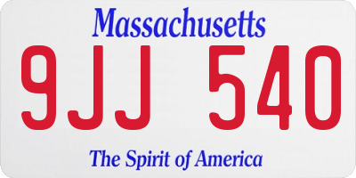 MA license plate 9JJ540