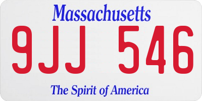 MA license plate 9JJ546
