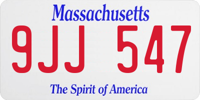 MA license plate 9JJ547